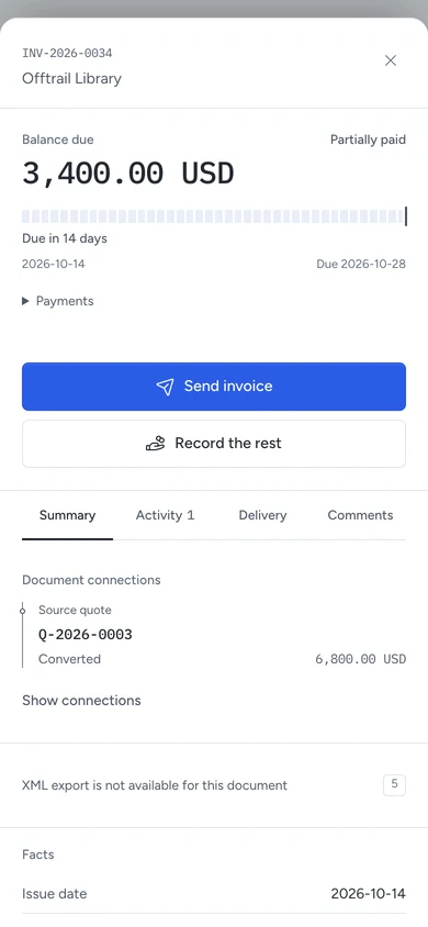 Made with Pepper: Invoice and source quote on mobile